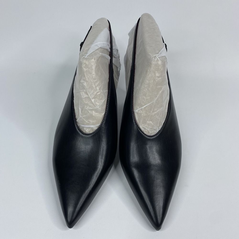Vince Devi Black Leather Slingback Heels Pointed Toe Pumps Women's Size 9M - Picture 5 of 16